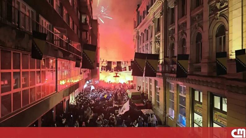 Milhares de pessoas festejam qualificação da Bósnia para o Mundial 2026 nas ruas de Sarajevo