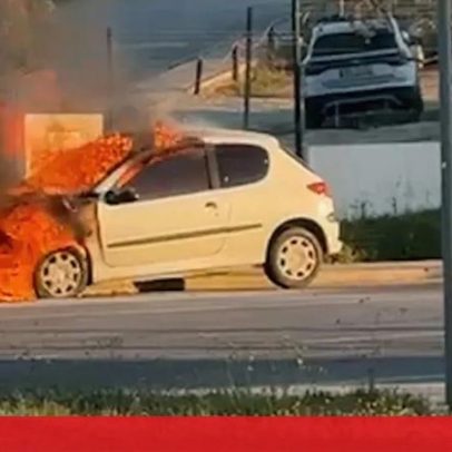 Carro em chamas em Faro; agente da PSP ficou ferido a ajudar no combate às chamas