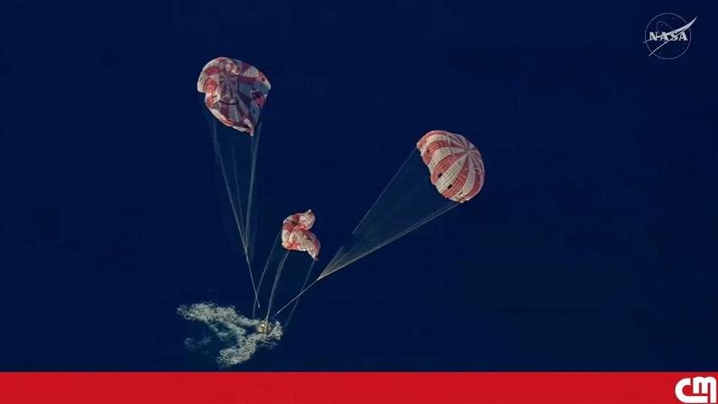 Cápsula Orion da Artemis II aterra no Pacífico