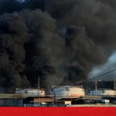 Nuvem de fumo gigante em refinaria russa após ataque com drones