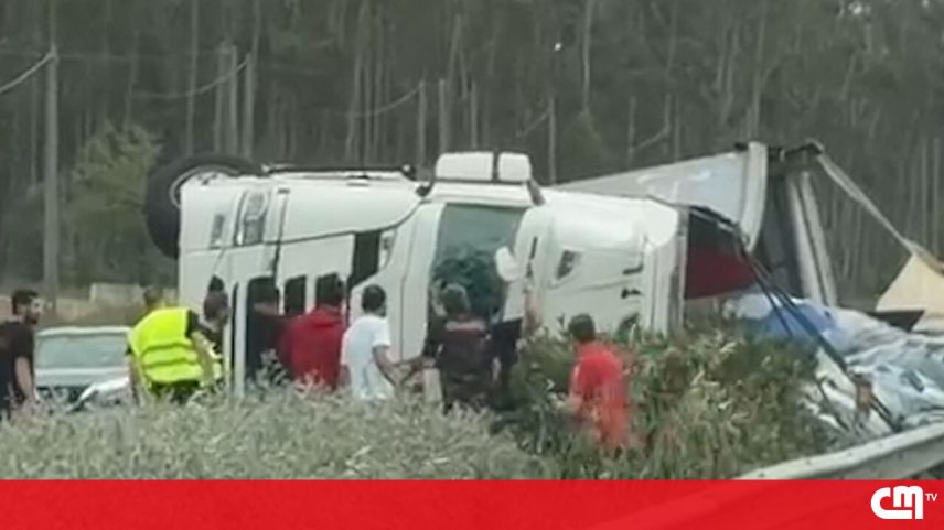 Rebentamento de pneu faz despiste de camião carregado de cerveja na A1