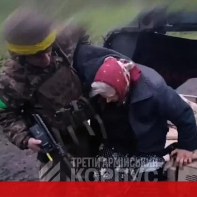 Idosa resgatada de zona de combate na Ucrânia por veículo robotizado