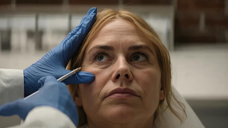 Mulher faz botox no rosto para rejuvenescer a pele
