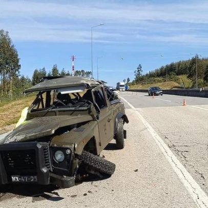 Militares feridos após capotamento em Tomar