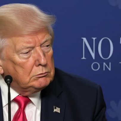 Trump com olhos fechados durante entrevista