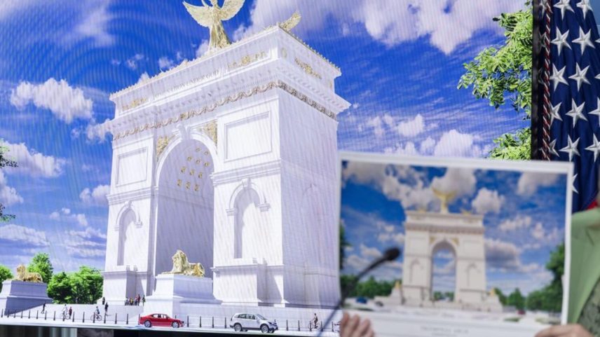 A obra polémica que agita os EUA: o arco de Trump