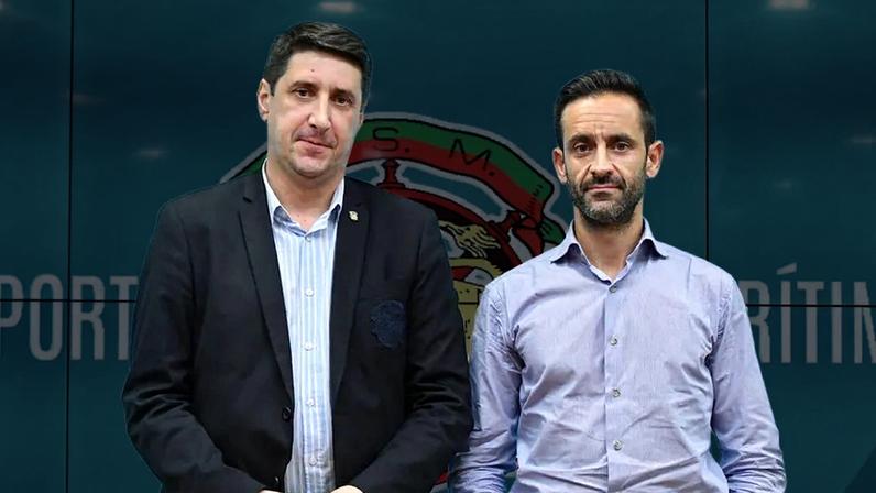 Carlos André Gomes e o treinador Miguel Moita