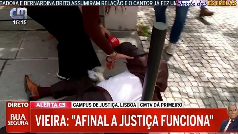Luís Filipe Vieira sofre queda aparatosa à saída do Campus de Justiça