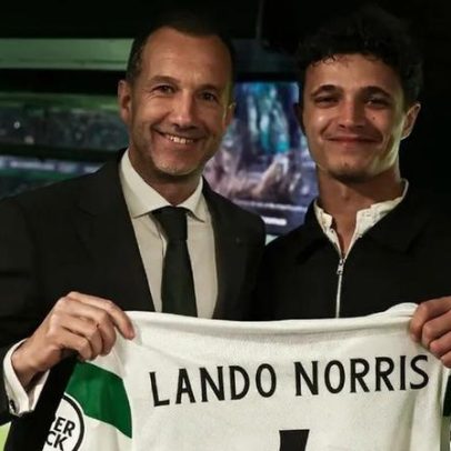 Norris, campeão de F1, viu Sporting-Arsenal e recebeu presente de Varandas