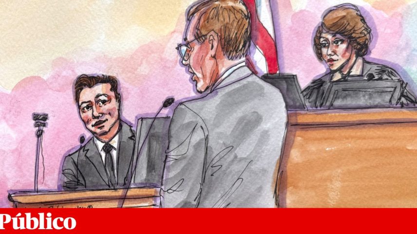 Elon Musk responde às perguntas do seu advogado, Steven Molo, perante a juíza federal Yvonne Gonzalez Rogers