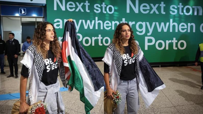 Beatriz Bartilotti e Gonçalo Dias, à chegada ao Aeroporto Francisco Sá Carneiro, na manhã desta sexta-feira