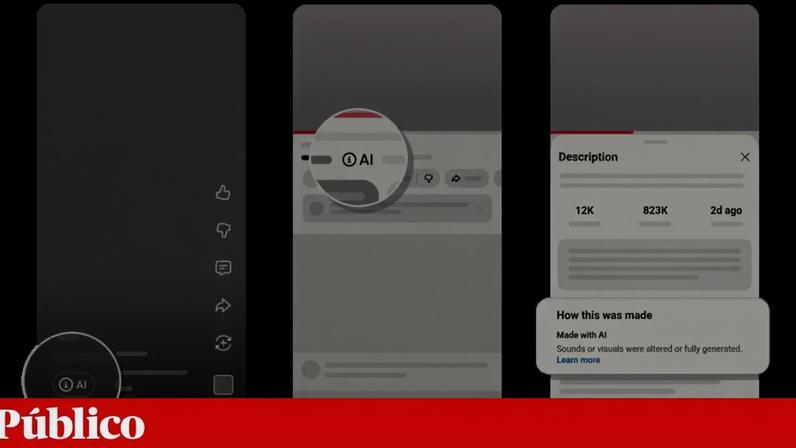 A etiqueta IA será mais visível e poderá ser aplicada automaticamente quando for detectado que o vídeo tem partes geradas por inteligência artificial