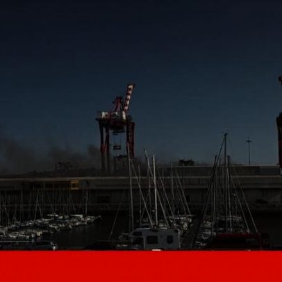 Incêndio em armazém no Porto de Lisboa