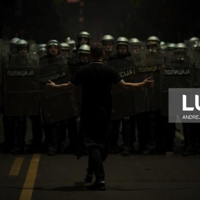 Manifestantes sérvios enfrentam polícia após protesto antigovernamental em Belgrado