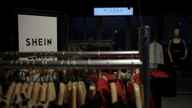 This photograph shows a view of the Asian e-commerce giant Shein store at the Bazar de l'Hotel de Ville (BHV) department store in Paris on March 19, 2026. A French appeals court on March 19, 2026 rejected the government's demand to temporarily suspend a section of Shein's website in France after the discovery that it was selling illicit products like childlike sex dolls, now removed from sale. (Photo by Charlotte SIEMON / AFP)