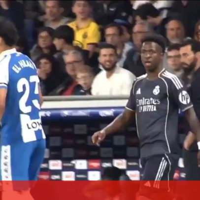 Vinícius tem bate-boca com jogador do Espanyol sobre camisola