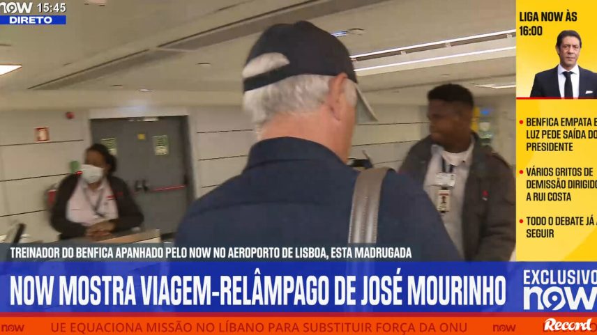José Mourinho visto no aeroporto antes de viagem a Londres