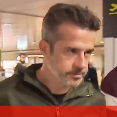 Marco Silva apanhado pelo NOW no aeroporto; viajou no mesmo avião de Mourinho