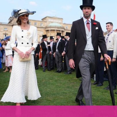 Kate e William recebem convidados no jardim de Buckingham