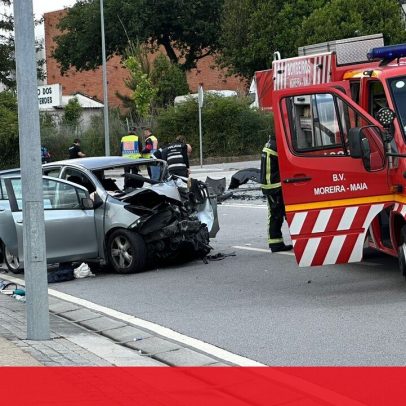 Mulher morre em colisão na Maia; vítima ficou encarcerada