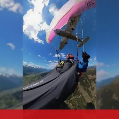 Avioneta rasga parapente nos Alpes: mulher sobrevive à queda