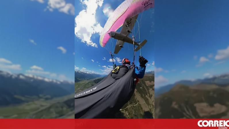 Avioneta rasga parapente nos Alpes: mulher sobrevive à queda