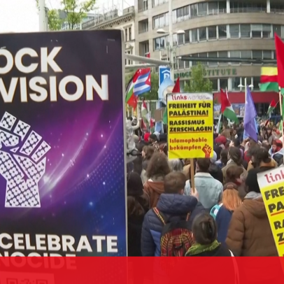 Protesto em Viena contra participação de Israel na Eurovisão reúne centenas