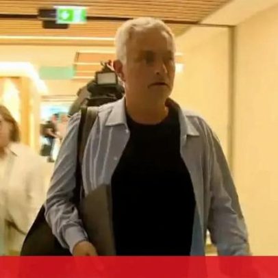Mourinho filmado pela CMTV na chegada ao Aeroporto de Lisboa