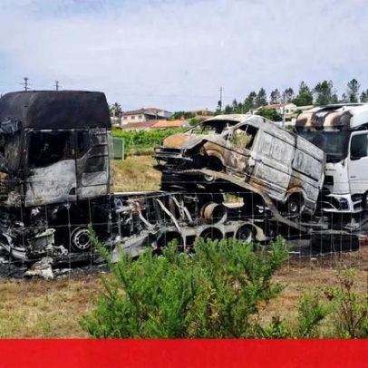 Camião que transportava carro arde na A4 em Penafiel