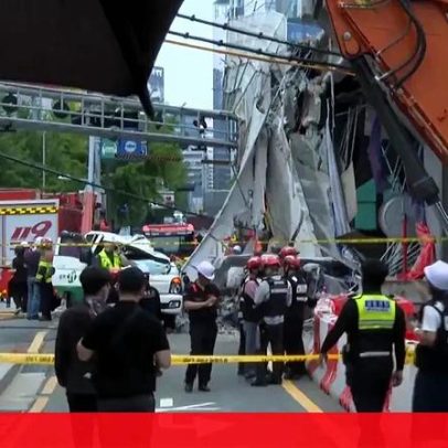 Imagens mostram o local do colapso da ponte na Coreia do Sul, com três mortos