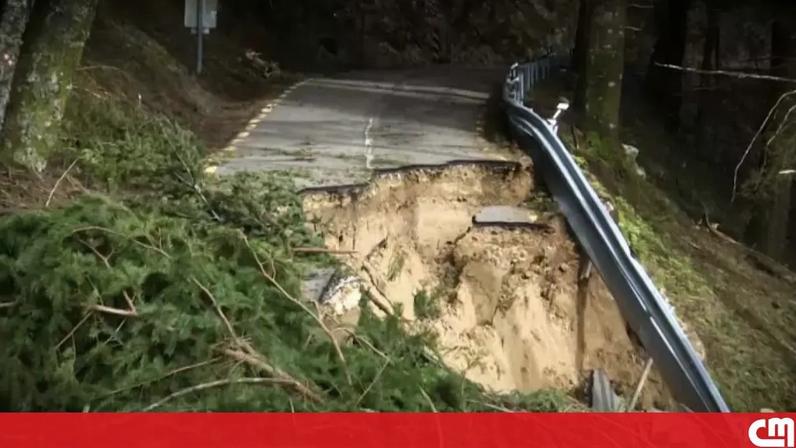 Estrada em Manteigas engolida pela tempestade Kristin continua sem solução