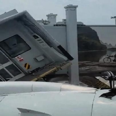 Avião da China Eastern colide com ponte de embarque no aeroporto de Xangai