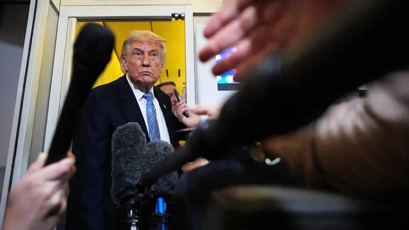 Donald Trump, presidente dos EUA, no Air Force One