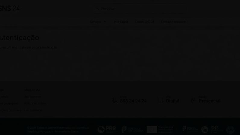Mensagem no portal SNS24 diz que ocorreu erro de autenticação, mesmo quando feita através do uso da chave móvel digital