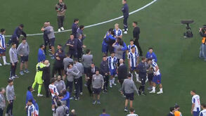As imagens da festa do FC Porto no relvado logo após o apito final do jogo com o Santa Clara