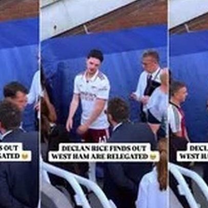 Declan Rice demonstra frustração após confirmação da despromoção do West Ham