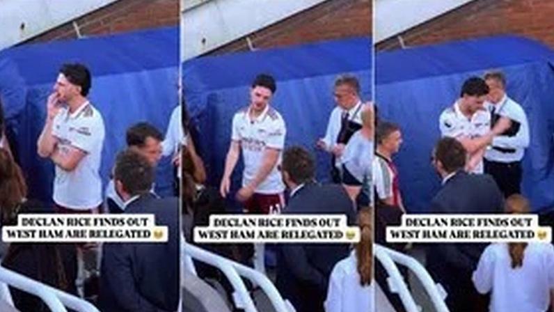 Declan Rice não escondeu a frustração após ver confirmada a despromoção do West Ham