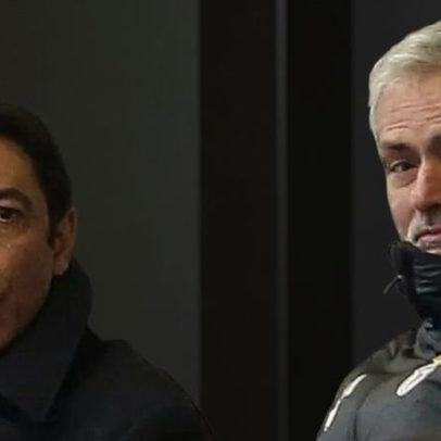 Mourinho e Rui Costa juntos no Seixal esta manhã