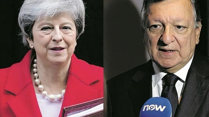 Theresa May e Barroso na conferência do NOW