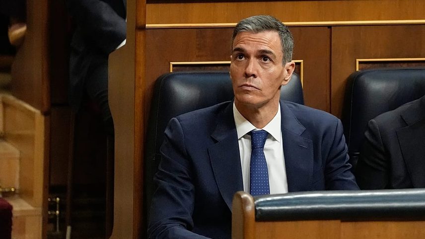Presidente do Governo, Pedro Sánchez, no Congresso dos Deputados, em Madrid, na segunda-feira, 8 de junho de 2026.