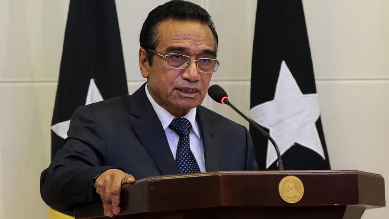 ARQUIVO (26.01.2018) - O Presidente de Timor-Leste, Francisco «Lu Olo» Guterres, profere o seu discurso em Díli