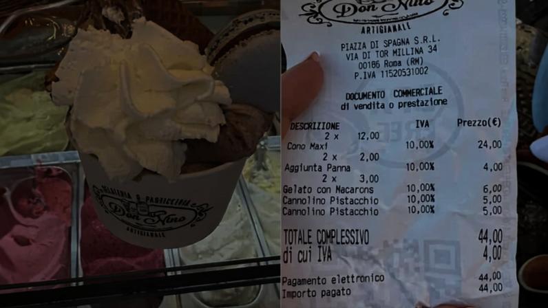 Talão de 44 euros por dois gelados publicado nas redes sociais pela turista norte-americana Nicole Ann