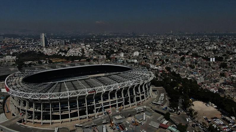 ARQUIVO - Estádio Azteca, na Cidade do México, 100 dias antes da cerimónia de abertura do Campeonato do Mundo de Futebol da FIFA de 2026, 3 de março de 2026.