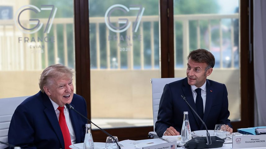 Presidente Trump ri-se em sessão do G7 presidida por Macron