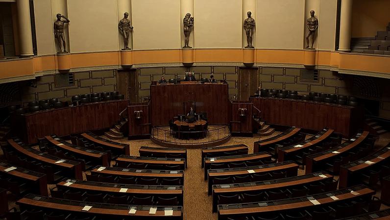 Interior do parlamento finlandês em Helsínquia, 23 de outubro de 2012