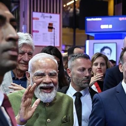 Macron e Modi visitam pavilhão da Índia na VivaTech
