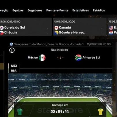 Mundial em tempo real: Diretos, estatísticas e classificações