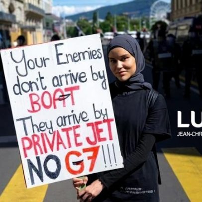 Protesto em Genebra contra o G7 antes da cimeira na França