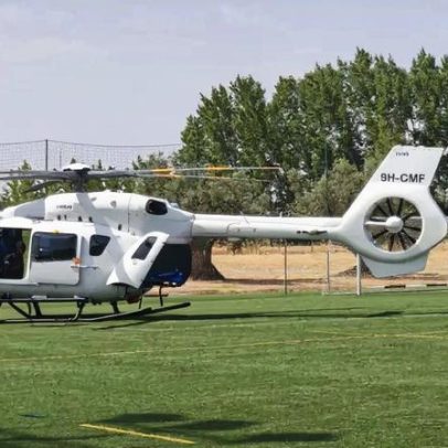 Helicóptero do INEM aterra em campo e interrompe Beja Cup