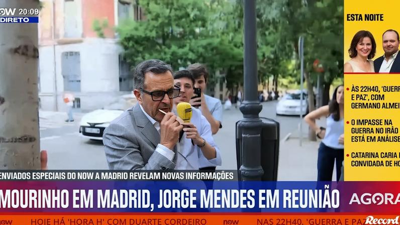 Os enviados especiais do Now mostraram, durante o Record na Hora desta terça-feira, novas imagens de Jorge Mendes em Madrid, com o tema da ida de José Mourinho para o Real Madrid certamente em cima da mesa.